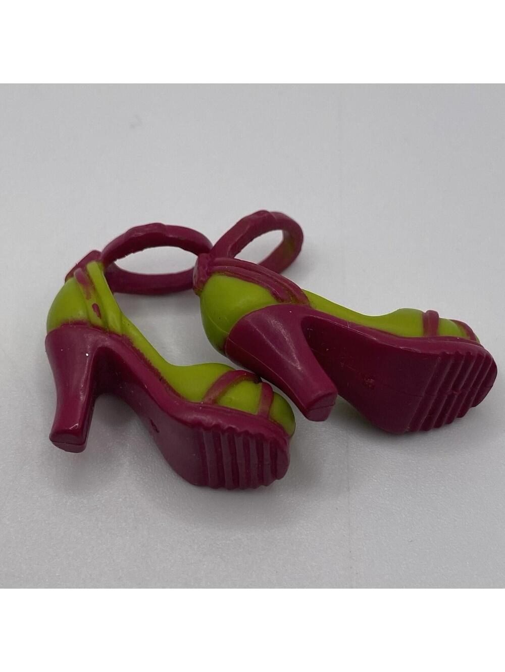 Barbie Fashion Fever Shoes- Purple Green Heels With Straps B9